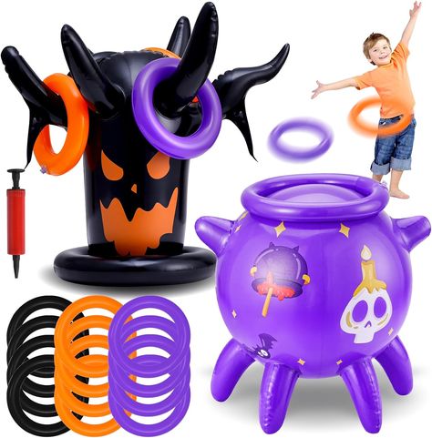 Halloween Ring Toss, Fun Kids Games, Halloween Carnival Games, Game Ideas For Kids, Games For The Family, Spooky Tree, Halloween Ring, Plastic Rings, Halloween For Kids