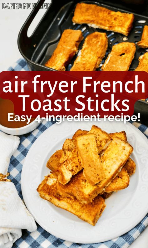 Making French Toast Sticks in the Air Fryer is the perfect quick breakfast! This French toast sticks air fryer recipe is easy & delicious! French Toast Sticks Air Fryer, Air Fryer French Toast Sticks, Making French Toast, Air Fryer French Toast, French Toast Sticks Recipe, Homemade French Toast, 4 Ingredient Recipes, Sugar Free Recipes Desserts, French Toast Sticks