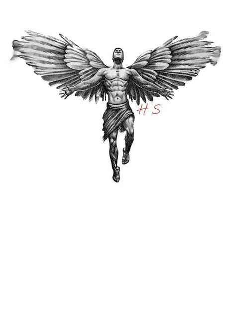 Angel Back Tattoo, Christus Tattoo, Natur Tattoo Arm, Guardian Angel Tattoo Designs, Guardian Angel Tattoo, Archangel Tattoo, Realistic Tattoo Sleeve, Greek Mythology Tattoos, Cool Arm Tattoos