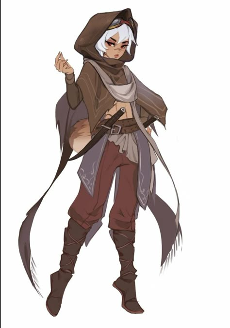 Dnd Archer Character Art, Alcamist Character Design, Dnd Spy Character Design, Archer Design Character, Fantasy Traveler Outfit Drawing, Dnd Rouge Outfit, Rogue Outfit Female, Hooded Character Design, Fey Wanderer Ranger