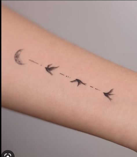 Moon And Birds Tattoo, Yellow Bird Tattoo, Three Birds Tattoo, Robin Bird Tattoos, Bird Shoulder Tattoos, Small Geometric Tattoo, Bird Tattoo Back, Bluebird Tattoo, Crane Tattoo