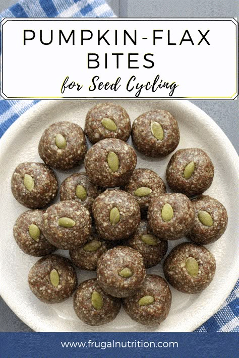 Spiced Flax & Pumpkin Seed Bites (Seed Cycling) | Frugal Nutrition Pumpkin Seed Snack Recipes, Pumpkin And Flax Seed Recipes, Pumpkin Seed Balls, Seed Cycle Balls, Pumpkin Seed Snacks, Seed Cycling Balls, Pumpkin Seed Butter Recipes, Cycle Synching, Pumpkin Bites