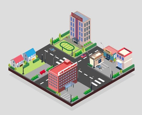 ISOMETRIC DESIGN PROJECT INFRASTRUCTURE on Behance Isometric Building Illustration, Isometric Art Illustration, Isometric Town, Isometric Architecture, Pixel Isometric, City Isometric, Isometric Building, Isometric Pixel, Name Plate Design