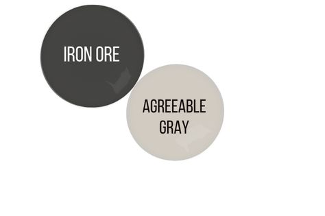 Sherwin Williams Iron Ore: Five Star Review (Plus Dupes!) SW 7069 - Mod & Mood Iron Ore Agreeable Gray, Repose Gray With Iron Ore, Agreeable Gray With Iron Ore, Iron Ore With Agreeable Grey, Agreeable Gray And Iron Ore Sherwin Williams, Iron Ore And Agreeable Gray, Brick Interior Design, Sherwin Williams Iron Ore, Iron Ore Sherwin Williams