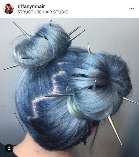 Blue Hair, Her Hair, The Back, A Woman, Hair, Pins, Blue