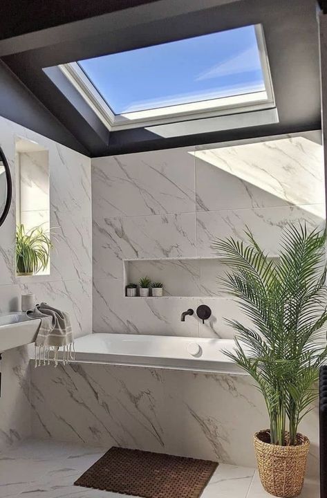 Skylight Bathroom, Bathroom Transformation, Family Bathroom, Ideas Casa, Bathroom Inspo, House Goals, Casas De Ensueño, Bathroom Renovations, Dream Houses