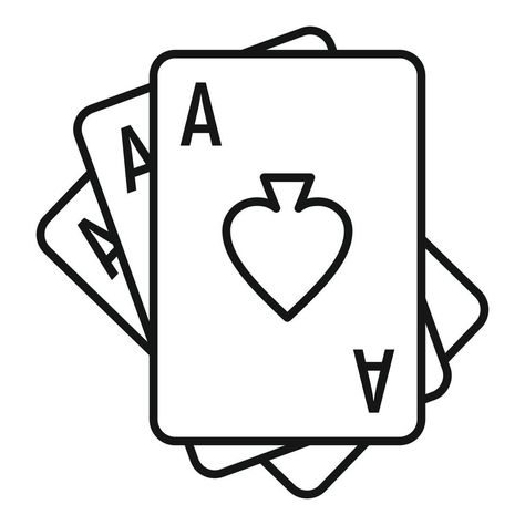 Playing cards addiction icon, outline style Playing Cards Sketch, Dice Outline, Ipad Drawings, Drawing Clipart, Card Drawing, Cartoon Tattoos, Small Canvas Art, Small Canvas, Table Cards