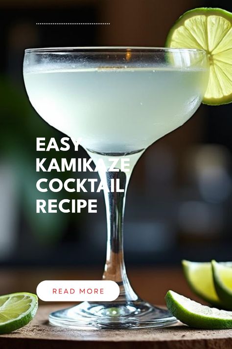 Discover the simple and delightful Kamikaze Cocktail! This refreshing drink combines the perfect zest of vodka, triple sec, and lime juice to create a vibrant cocktail that's both sweet and tart. Ideal for casual gatherings or a night in, this drink captures the essence of fun party vibes just like it did in the 1970s. Enjoy it as a stunning shooter at your next event or sip it leisurely. No fancy bartending skills required - just mix and enjoy your homemade Kamikaze every time! Let's bring this classic back to life! Kamakazi Drink, Kamikaze Cocktail, Brandy Sour, Amaretto Sour Cocktail, Vodka Sour, Vodka Cocktails Easy, Lemon Drop Cocktail, Bourbon Sour, Lemon Cocktail