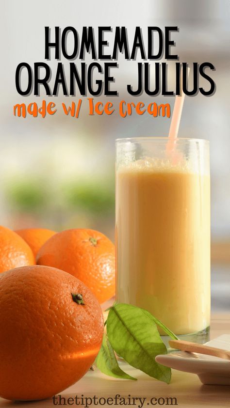 Easily Make an Orange Julius with Vanilla Ice Cream and Orange Juice - use fresh squeezed or bottled juice! Orange Julius Recipe With Ice Cream, Orange Julius Smoothie Recipe, Orange Julius Smoothie, Fresh Squeezed Orange Juice, Orange Julius Recipe, Orange Juice Drinks, Orange Julius, Orange Juice Concentrate, Drink Mixes