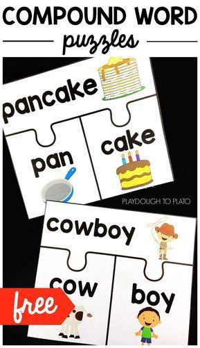 FREE Compound Word Puzzles! An must have literacy centers with kindergarten and first grade kids. A great way to teach this tricky reading concept. #literacyfreebies #readingfreebies #playdoughtoplato #freeprintables Compound Words Activities, Word Puzzle, Learning Stations, Activities Kindergarten, Preschool Literacy, Compound Words, Language Art, Literacy Stations, Phonological Awareness