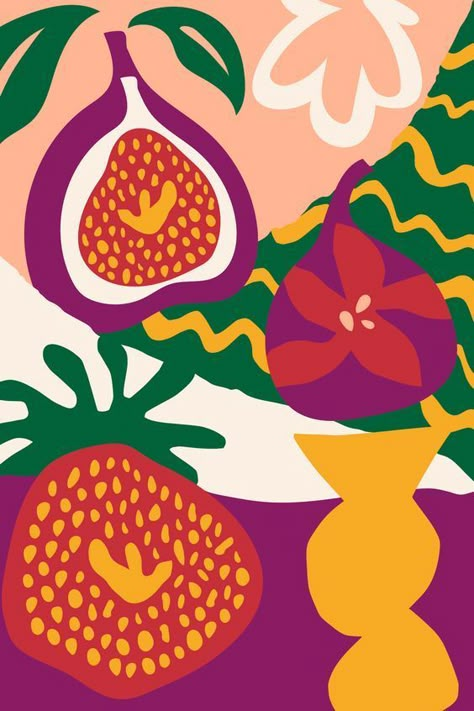 Illustration Art Pattern, Abstract Fruit Illustration, Abstract Fruit Art, Figs Illustration, Figs Painting, Abstract Fruit Painting, Fruit Illustration Art, Fruit Pattern Illustration, Fig Illustration