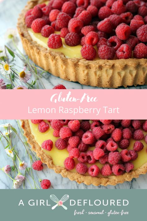 Gluten Free Lemon Raspberry Tart Lemon Raspberry Tart, Lemon Raspberry Desserts, Tart With Berries, Lemon Tart Recipe, Tart Crust, Mothers Day Desserts, Raspberry Tart, Raspberry Desserts, Raspberry Tarts