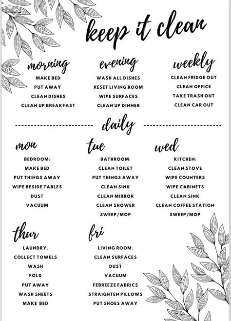 Weekly Chore List For Adults, Simple Chore Chart For Adults, Weekly Chores For Adults, Chore Schedule For Adults, Chores List For Adults, Adult Chore Chart Ideas, Cleaning Chart For Adults, House Chores List For Adults, Daily Chores To Keep House Clean