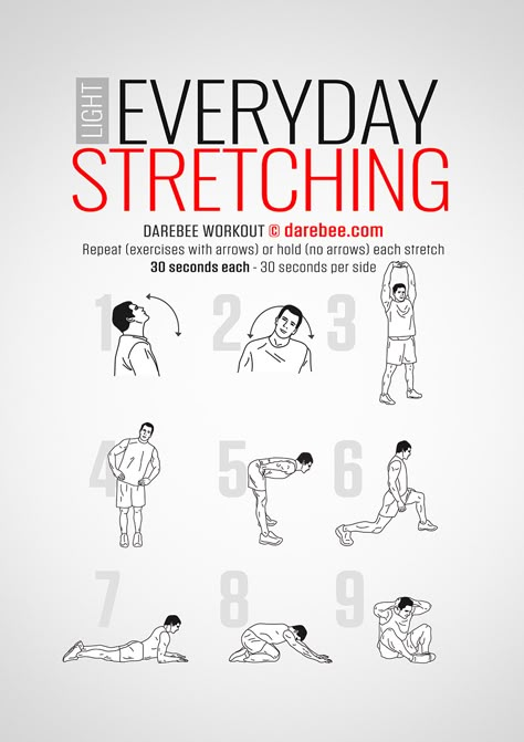 Everyday Stretching Light Workout Body For Life Workout, Workouts Cardio, Daily Stretches, Best Workout Routine, Swollen Legs, Workout At Work, Trening Fitness, Everyday Workout, At Home Workout Plan