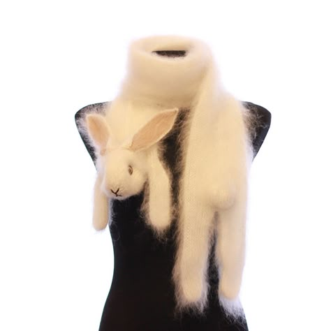 Bunny Scarf, Knitted Rabbit, Animal Scarf, Eyeliner Glitter, Scarf Knit, Knitted Cat, Soft Scarf, Hand Knit Scarf, Mia 3