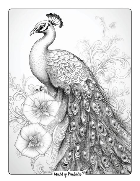 Picoke Bird Photo, Peacock Drawings, Mughal Butta, Peacock Outline, Peacock Feather Drawing, D Boss Images, Peacock Sketch, Peacock Coloring Pages, Modern Art Tattoos