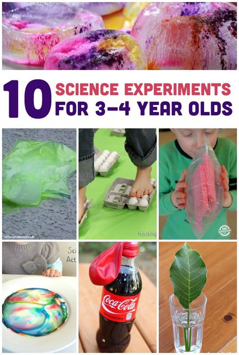 10 Simple Science Experiments for 3-4 Year Olds. Even the little kids can participate in all things science! #Kids Science Experiments Kids Preschool, Toddler Science Experiments, Science For Toddlers, Preschool Science Activities, Summer Science, Science Experiments For Preschoolers, Science Crafts, Kid Experiments, Easy Science Experiments