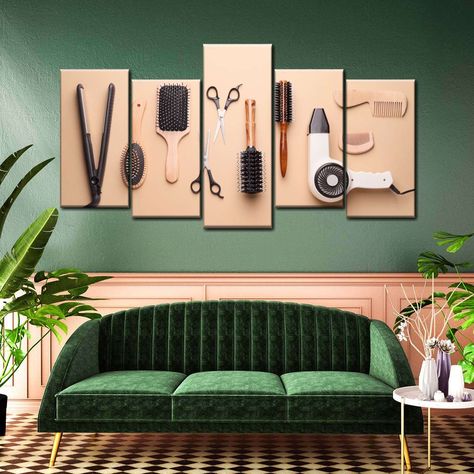 Hairdresser Accessories Multi Panel Canvas Wall Art will enhance the beauty of your space. If you're a hairstyle enthusiast or a hairdresser, this canvas print is made for you! Accessories Wall, A Hairstyle, Multi Panel Canvas, Wall Art Elephant, Photography Wall Art, Art Elephant, Wall Colors, Home Collections, For Hair