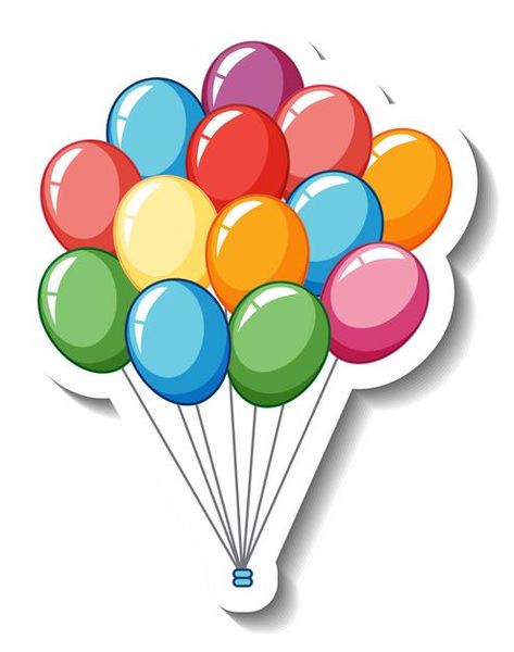 Plantilla de etiqueta con muchos globos ... | Free Vector #Freepik #freevector #logo #banner #marco #cartel Eid Stickers, Happy Birthday Printable, Happy Birthday Template, Birthday Cake Topper Printable, Sticker Template, Birthday Board, Birthday Template, Birthday Stickers, Birthday Printables