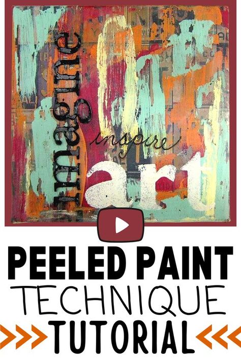 Learn how to create a peeled paint technique on a canvas. An easy technique to create maximum impact in your mixed media projects Multimedia Canvas Art, Mixed Media Backgrounds Tutorial, Diy Mixed Media Art, Mixed Media Painting Techniques, Mixed Media Collage Techniques, Mixed Media Canvas Painting, Mixed Media Backgrounds, Mixed Media Diy, Mixed Media Art Techniques