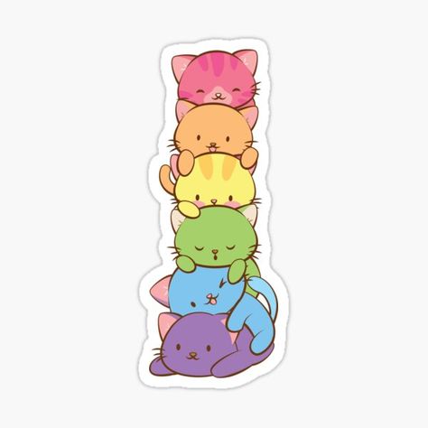 Pegatinas | Redbubble Lgbt Sticker, Kawaii Rainbow, Kawaii Cats, Gay Sticker, Stickers Cool, Chat Kawaii, Gay Pride Flag, Pride Stickers, Rainbow Cat