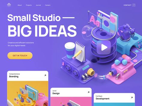 Agency Landing Page Design Concept by Conceptzilla for Shakuro on Dribbble Agency Landing Page Design, Agency Landing Page, Design Factory, Violet Background, Web Studio, Agency Website, 3d Studio, Canva Element, Factory Design