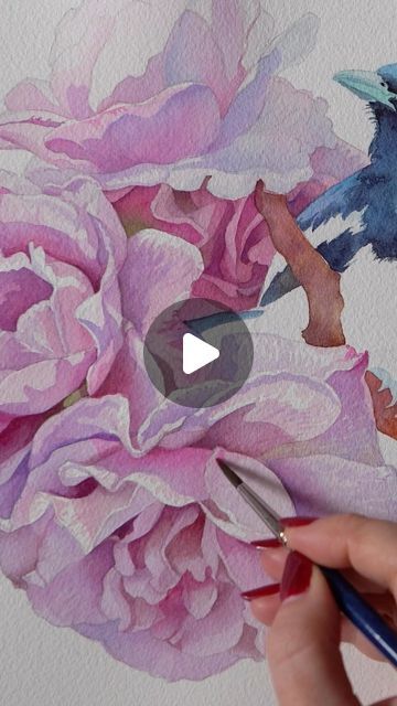 Watercolour Flowers Tutorial, Anna Bucciarelli, Watercolor Hollyhocks Tutorial, Anna Bucciarelli Watercolor, Watercolor Lilacs Tutorial, Escoda Brushes, G Major, Watercolour Flowers, Flowers Tutorial