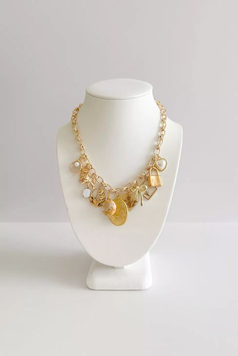 Shop Charming Tea Unique Coquette Charm Necklace | Urban Outfitters Tea Coquette, Chunky Charm Necklace, Coastal Coquette, Dream Items, Coquette Vintage, All That Glitters Is Gold, Resin Acrylic, Funky Shoes, Jewelry Accessories Ideas