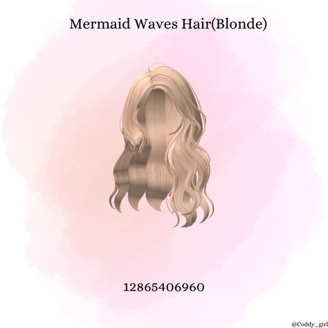 Mermaid Waves Hair(Blonde) Barry Avenue Codes Hair Blonde, Roblox Blonde Hair Codes, Mermaid Waves Hair, Blonde Hair Roblox, Messy Blonde Hair, Blonde Hair Codes, Curled Blonde Hair, Roblox Hair, Hair Codes