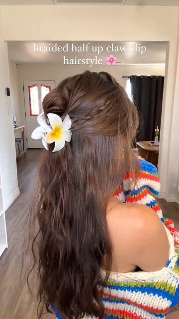 AUTUM RAIN on Instagram: "me 🤝 half up hairstyles 🙂‍↕️

I tried this claw clip hairstyle a while back after seeing a video from @_kennedylyons and I loved it so much I started adding lil braids at the top :) it always turns out so cute!! 

@revolve sweater + flower claw clips on my LTK 💗 

#hairstyleideas #hairtutorial #clawclip #hairinspo #hairvideos" Flower Claw Clips, Half Up Hairstyles, Claw Clip Hairstyle, Clip Hairstyle, Braided Half Up, Clip Hairstyles, Claw Clips, Half Up Hair, Flower Clip