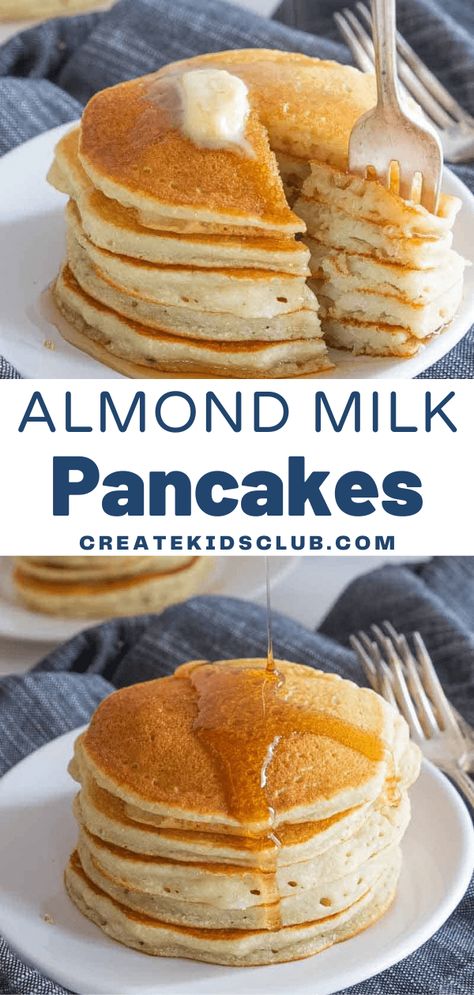 Recipe With Almond Milk, Almond Milk Pancakes, Milk Pancakes, Gluten Free Strawberry Shortcake, Gluten Free Enchiladas, Light And Fluffy Pancakes, Kitchen Staples, Milk Dessert, Flour Pancakes