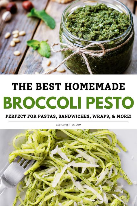 Get your daily dose of greens with this Broccoli Pesto. It's easy to make and perfect for all things, pasta, sandwiches, and wraps! Roasted Broccoli Pesto, Broccoli Pesto Recipe, Sandwiches And Wraps, Broccoli Pesto, Easy Broccoli, Roasted Broccoli, Pesto Recipe, Pesto Sauce, Garlic Parmesan