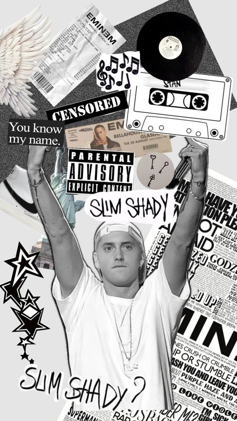 Eminem Wallpapers Aesthetic, 2000 Eminem, Rap Collage, 2000s Wallpaper Aesthetic, Eminem Collage, Eminem 90s, 2000s Rap Aesthetic, Eminem Aesthetic, Collage Pinterest