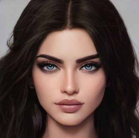 Faceapp Girl, Dragon Human Hybrid Character Design, Character Inspiration Girl, Home Decor Catalogs, Black Hair Blue Eyes, Female Character Inspiration, Beauty Art Drawings, Digital Portrait Art, Face Characters