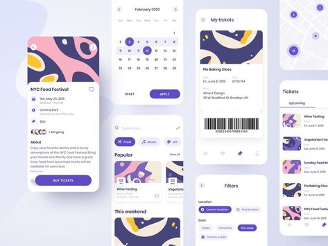 Moodboard App, Dance App, To Do App, Ui Design Mobile, Event App, Ux App Design, E Ticket, Mobile App Design Inspiration, User Flow