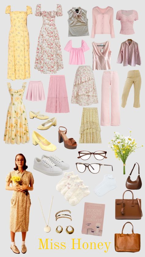 #misshoney #misshoneycore #misshoneycostume #matilda Matilda Miss Honey Outfit, Miss Honey Matilda Costume, Matilda And Miss Honey Costume, Ms Honey Matilda Aesthetic, Miss Honey Matilda Musical, Ms Honey Matilda Costume, Miss Honey Inspired Outfits, Mrs Honey Matilda Aesthetic, Matilda Outfit Ideas