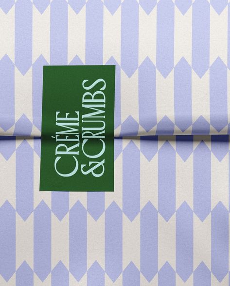 Crème & Crumbs 🥮 Hey new branding project 👋🏼 This lil patisserie asked for a bold and striking identity, that would help them stand out against the cutesy baby pink bakeries in their neighbourhood. We opted for a deep royal green as their primary colour, with touches of sky blue and lilac as secondary colours- who’s shocked? Think by now we are all aware that a green and blue combo is my absolute favourite 👀 The shape formed between the letters ‘M’ and ‘E’ became the base of their brand... Pastel Branding Design, Green Brand Identity, Blue Branding, Letters M, Green Branding, New Branding, Branding Inspo, Royal Green, Elegant Branding