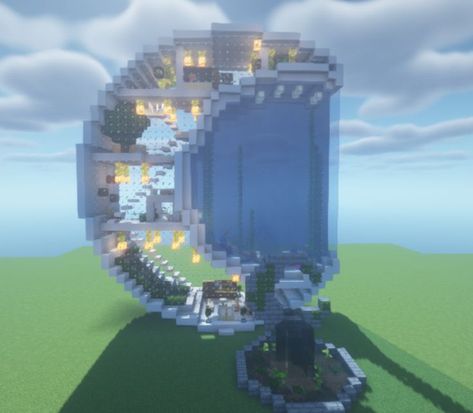 Moon House Minecraft, Minecraft Moon House, Minecraft Cute House, Minecraft Houses Ideas, Moon House, House In Minecraft, Houses Ideas, Cute House, Minecraft Houses