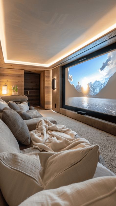 Check out these cozy and cute 39 Small Theatre Room Ideas And Tips. A small theatre room is perfect for couples who want to upgrade their movie date nights. But we understand you also don’t want to break the bank while creating it. Creating a small theatre room can elevate your home while making it super cozy at the same time. Living Room With Projector Screen, Movie Room Small Space, Tiny Movie Room, Game Area In Living Room, Aesthetic Movie Room, Game Room Sofa, Movie Room Aesthetic, Small Home Theater Ideas, Small Cinema Room