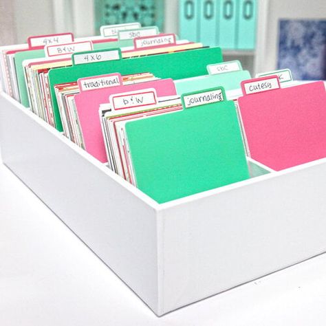 Scrapbook.com - Craft Room Basics - Pocket Cards Organizer - with Tabbed Dividers - Cools Ephemera Storage, Ideas For Cards, Tabbed Dividers, Scrapbook Room Organization, Crafts Storage, Mobile Craft, Small Craft Rooms, Organizational Hacks, Arts And Crafts Storage