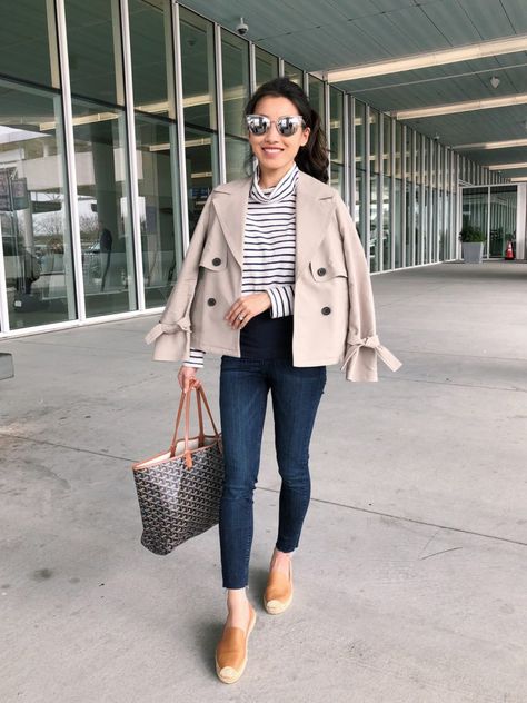 Charleston, SC Outfits   Guide to Our Favorite Eats Cropped Trench Coat Outfit, Extra Petite Blog, Espadrilles Outfit, Trench Coat Outfits, Cropped Trench Coat, Comfy Fall Outfits, Extra Petite, Short Trench Coat, Trench Coat Outfit