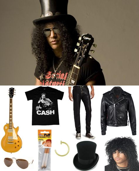 Slash Costume, 80s Outfit Ideas, Axl Rose Slash, Style List, Best Guitar Players, Best Guitar, Halloween Cans, Fancy Dress Outfits, Outfit Halloween