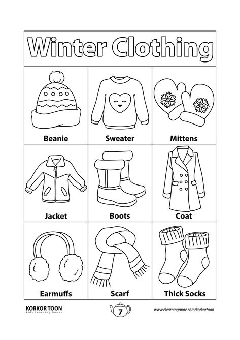 Winter Clothing Worksheet, Seasons And Clothes Worksheet, Seasons Printables Free, Winter Clothes Worksheets For Kids, Seasons Worksheets For Kids, Seasons Activities For Kids, Winter Worksheets For Preschool, Winter Worksheets For Kids, Clothing Coloring Pages