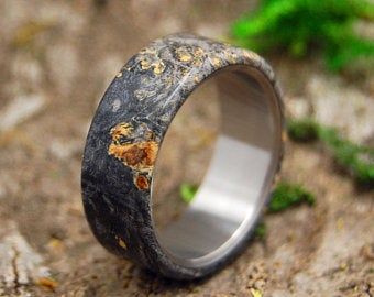 Titanium Wedding Bands by MinterandRichterDes on Etsy Black Rings Wedding, Wedding Rings Titanium, Mens Wedding Rings Titanium, Mens Black Ring, Wood Wedding Band, Black Wedding Band, Black Wedding Rings, Titanium Wedding Rings, Titanium Wedding Band