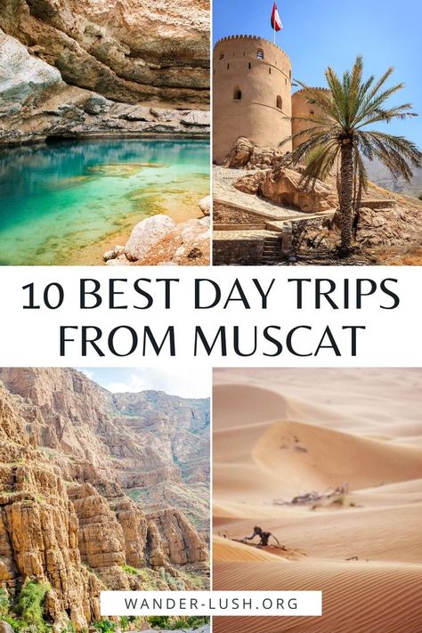 Planning to visit Muscat, Oman? You’ll be surprised by just how much of the country you can see on a Muscat day tour. Whether it’s hidden mountain villages, cooling off in a wadi or the solitude of the Empty Quarter you seek, this curated list of Oman tours has something for every traveller – and every budget. #Muscat #Oman #MiddleEast | Things to do in Oman | Oman travel | Where to go in Oman | Things to do in Muscat Honeymoon In Dubai, Oman Hotels, Mountain Villages, Uae Travel, Morocco Desert, Oman Travel, Muscat Oman, Desert Tour, Desert Travel