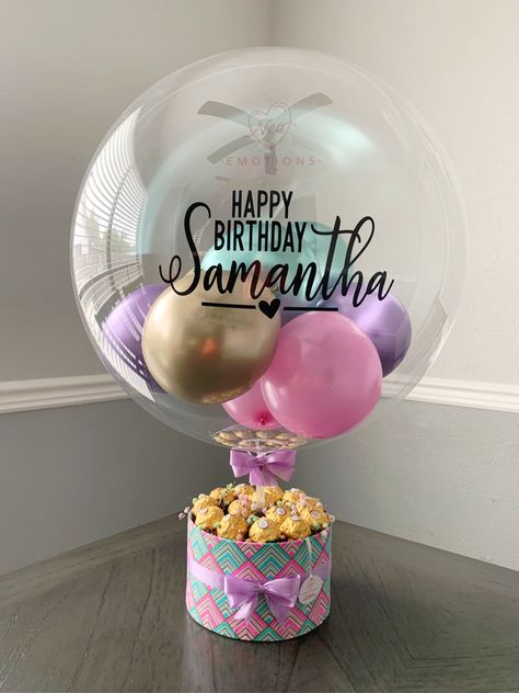 Personalized bubble balloon, colors of your choice. #globos #birthdaygirl #birthdaygiftideas #giftideas #giftsforher #balloons #balloongarland #balloondecor #giftsforcoworkers Bobo Balloons Ideas, Bobo Balloon Ideas, Balloon Colors, Bobo Balloon, Balloon Template, House Of Balloons, Balloon Box, Personalized Balloons, Balloon Arrangements