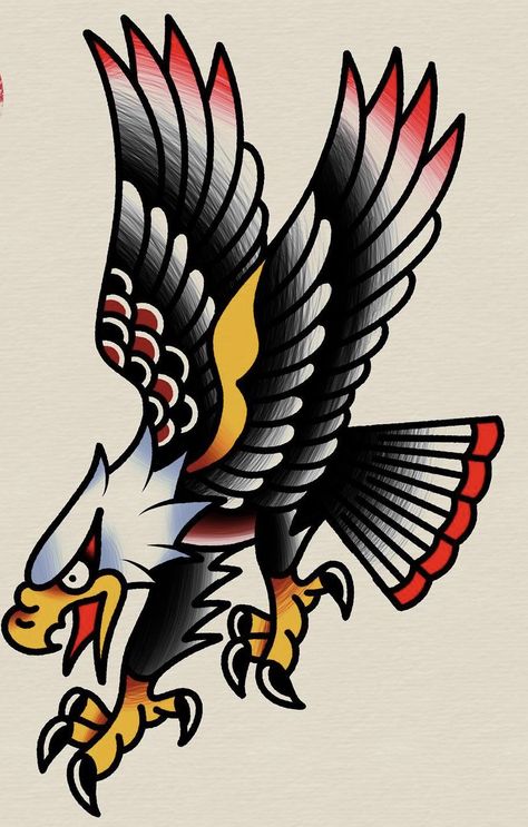 Trad Eagle Tattoo Design, How To Draw American Traditional Tattoos, Bad Luck Traditional Tattoo, American Traditional Sketch, Traditional American Tattoo Design, Traditional American Tattoo Art, Tattoo Ideas For Men Traditional, Traditional Americana Tattoo, American Traditional Artwork