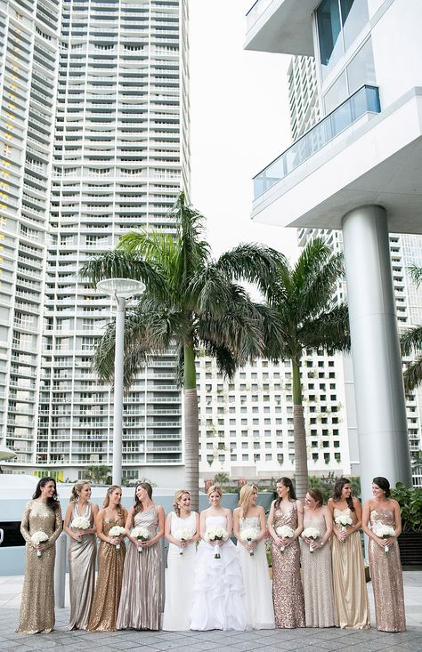 Karten_Baron_Captured_Photography_by_Jenny_acwedding219 Metallic Bridal Party, Silver And Gold Bridesmaid Dresses, Glitter Bridesmaid Dress, Metallic Dresses, Metallic Bridesmaid Dresses Mixed, Metallic Bridesmaid Dresses, Metallic Wedding, Gothic Wedding Dress, Gold Bridesmaid Dresses