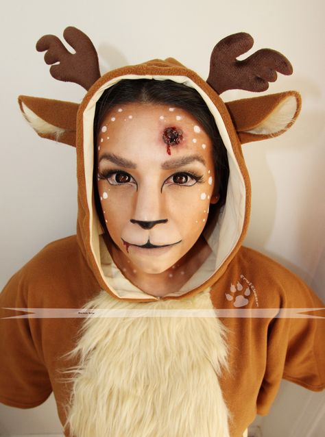 Dead Deer Makeup, Bambi Costume, Mom Halloween Costume, Dear Makeup, Deer Shot, Deer Halloween Makeup, Bambi Makeup, Deer Halloween Costumes, Deer Halloween