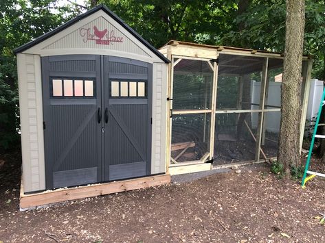 Rubbermaid Shed Coop Build and Run | BackYard Chickens - Learn How to Raise Chickens Chicken House And Run, Steel Shed Chicken Coop, Chicken Run From Pallets, Plastic Shed Chicken Coop Ideas, Rubbermaid Chicken Coop, Lifetime Shed Chicken Coop, Rubbermaid Shed Chicken Coop, Leanto Shed Chicken Coop, How To Turn A Shed Into A Chicken Coop